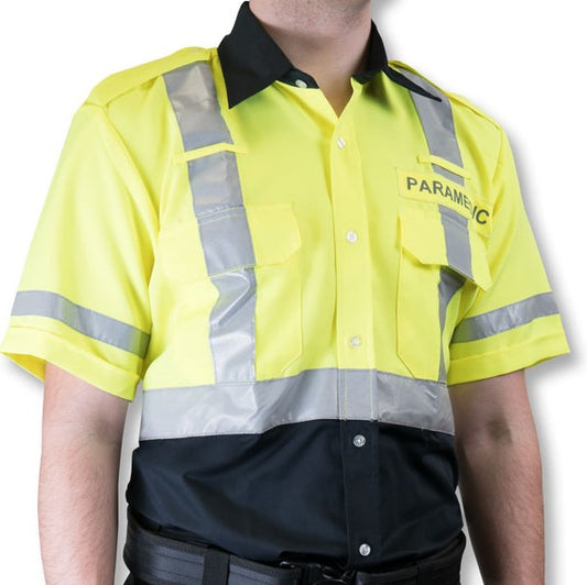 100876- Unisync Unisex Hi-Viz Ss Shirt Two Tone W/Ref Paramedic